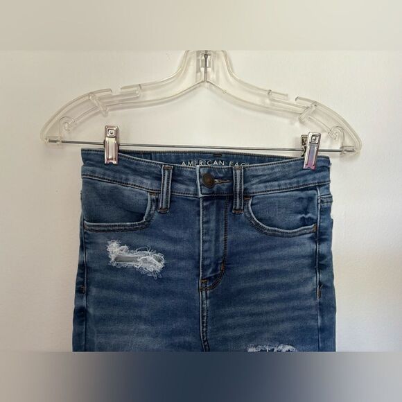 American Eagle distressed hi rise jeggings next level stretch size 2 85% cotton - Picture 5 of 9
